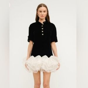 Sofie The Label Black Velvet Mini Dress Ruffle